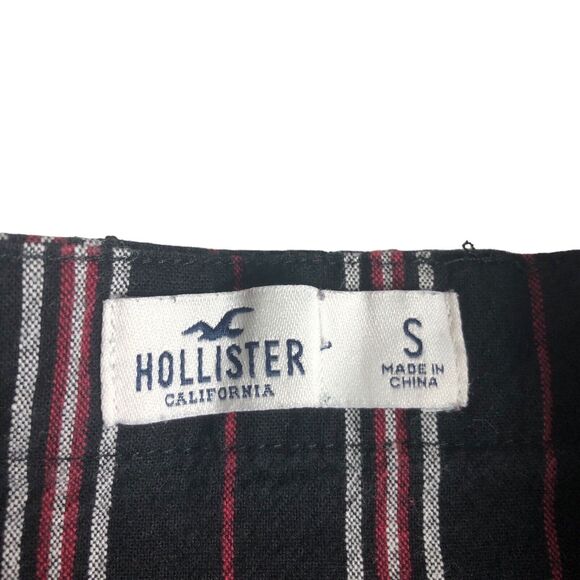 Hollister Dress Womens Small Black Red Striped Y2K Academia Grunge Mini Button - Picture 4 of 16
